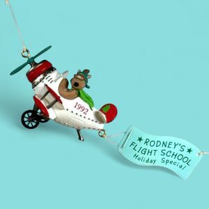 Rodney Reindeer Ornament: 1992 Hallmark Keepsake Club Biplane